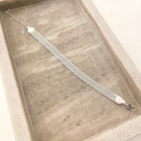 925 Sterling Silver Mesh Bracelet Wide Chunky Thick Bracelet Large Bracelet - Picture 6 of 7